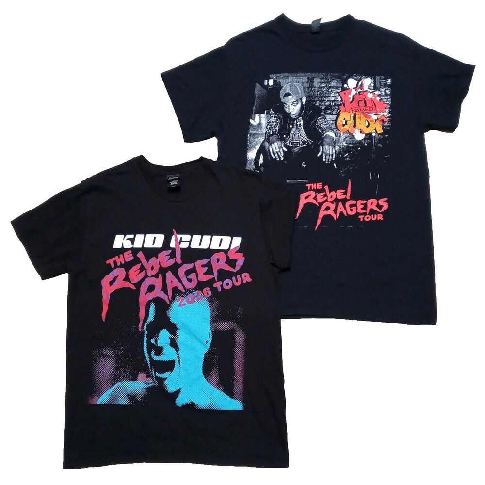 Lot of 2 Kid Cudi Rebel Ragers 2026 Concert Tour T-Shirts Size Medium